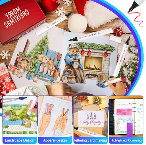 Taotree Alcohol Markers 121 Colors Dual Tips Art Markers Coloring Pens | Fine tip & Chisel Drawing Art Supplies for Adults Artist Sketch Painting Sketching Coloring Drawing Pens