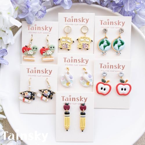 Tainsky Teacher Polymer Clay Cutters, 21 Shapes for Back to School Earrings