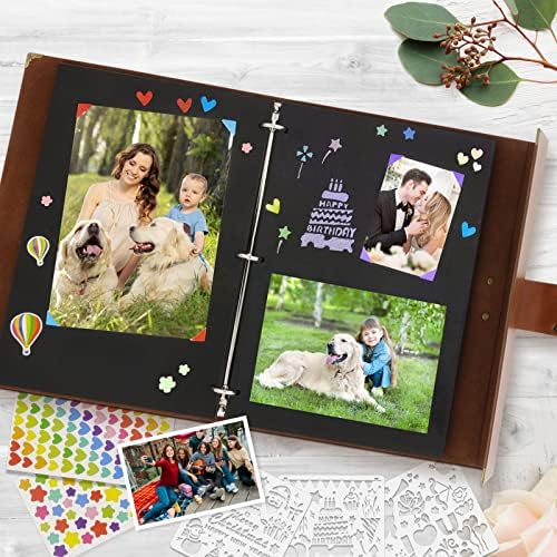 ZEEYUAN Journal Scrapbook Photo Album PU Leather Scrap Book Mothers's Day Gift for Mom Valentines Couples Gift Vintage Family Scrapbook Memory Couples Photo Book 60 Pages