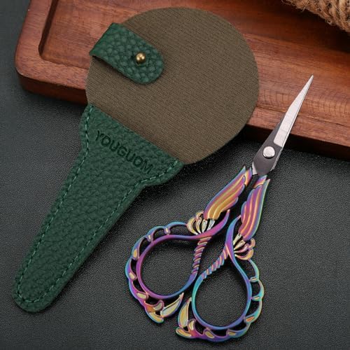 YOUGUOM Embroidery Scissors with Cover, Sewing Crafting Shears