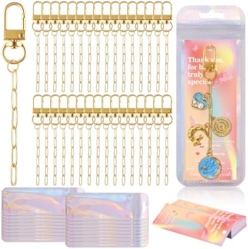 Wurosi 32pcs Paperclip Keychain Making Kit,Key Ring Swivel Snap Hook Chains