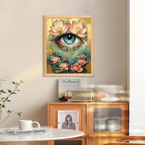 WULINHUAFA Eye Paint by Numbers Adults Beginner 16x20 Inch | Adult Paint by Number Kits Eye and Lotus, DIY Acrylic Oil Easy Painting by Numbers for Gifts Home Wall Decor Without Frame