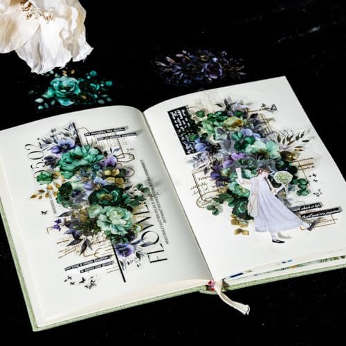 120 Pcs Gothic Floral Stickers for Scrapbooking and Journaling