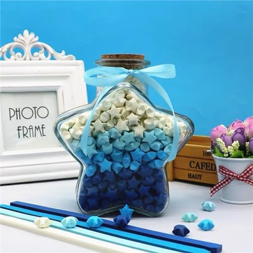2160 Sheets Origami Star Paper 4 Blue Color Strips Double Sided Lucky Star Decoration Folding Paper for DIY Hand Art Supplies (blue-2160 sheets)
