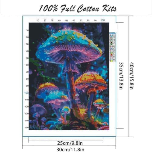 DYAIYYMQ Mushroom Stamped Cross Stitch Kit for Adults 15.7x11.8 inches