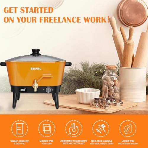 VOISEN Wax Melter for Candle Making,8Qts Candle Wax Melting Pot with Spout
