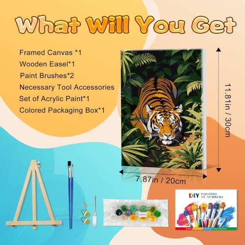 SmartEZ Paint by Numbers Kit for Adults with Frame, Tiger Paint by Number