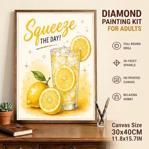Lemon Diamond Art Kits for Adults, Squeeze The Day Diamond Painting Kit