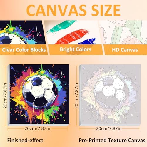Soccer Paint by Numbers Kit for Kids, 8x8 inch