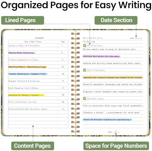 Lined Spiral Journal Notebook, A5 College Ruled Notebook for Note-Taking