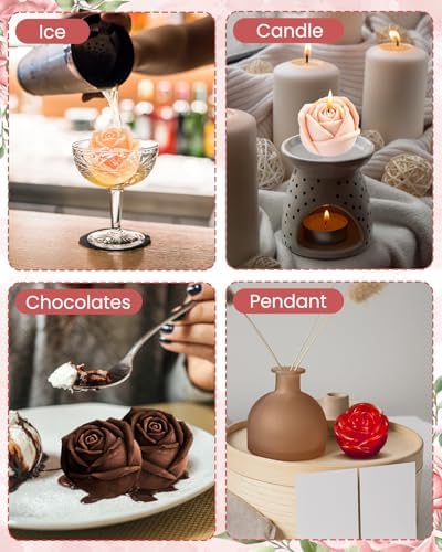 Rose Silicone Mold, Flowers Shape Silicone Molds Non-Stick 3D Baking Pan 6 Cavity Rose Molds For Chocolate Dessert Cheesecake Jelly Fondant Candy Cupcake Soap