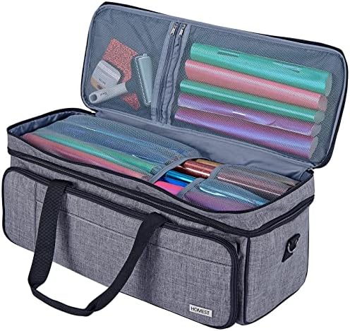 HOMEST Double Layer Carrying Case with Mat Pocket for Cricut and Tools