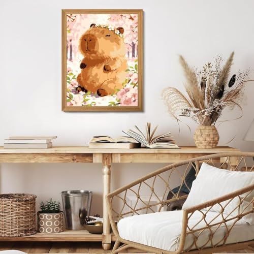 Paint by Numbers Kit for Adults-Capybaras, DIY Canvas Oil Painting 10x12In
