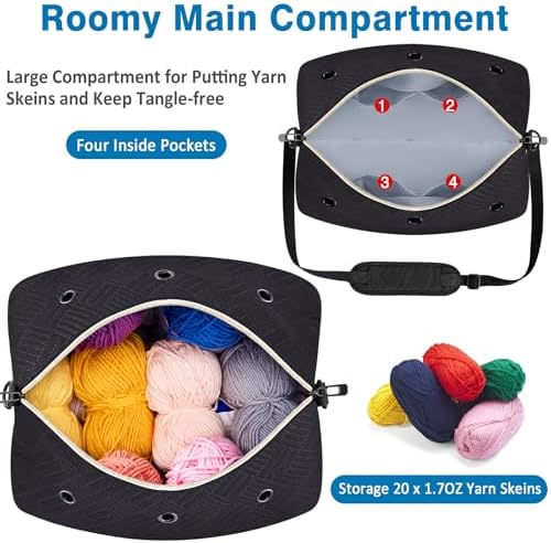 IBFUN Crochet Yarn Knitting Bag Organizer for Knit Accessories Hooks
