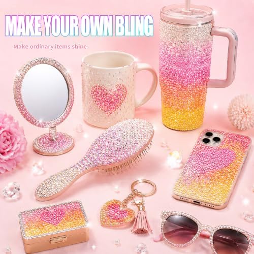 9000Pcs Resin Jelly Rhinestones for Bedazzling 12 Colors 3mm Flatback Warm Tones Gems for Diamond Art, Bedazzler Kit with Tools Perfect for Nail Art Crafting Clothing
