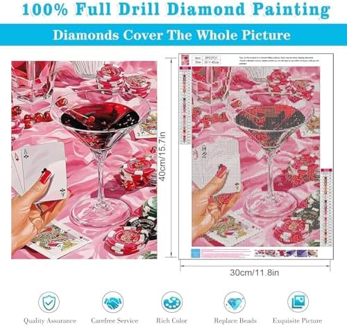 Pink Poker Diamond Art Kits for Adults Diamond Painting Kits 12X16 inch