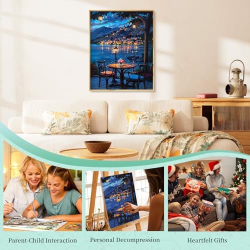 Paint by Numbers Kit for Adults, Night DIY Acrylic Painting Kit, 16x20 Inch