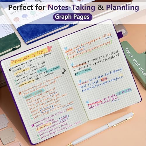 Graph Paper Notebook 5.9"×8.5", 160 Pages Grid Notebook, A5 Graphing Paper | Hardcover Leather Journal for Women & Men,100 Gsm, Grid Spacing 5mm x 5mm, Medium Size, Grid notebook for Work, School, Math