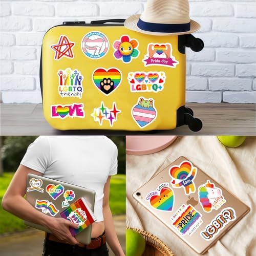 300 PCS Pride Stickers Bulk, Mixed All Kinds of LGBTQ+ Stickers for Trans Lesbian LGBTQ Bi, Gay Pride Accessories, Rainbow Stickers for Pride Month Decorations & Party Supplies(No Duplicates)