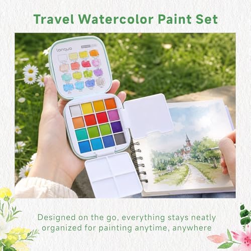 Mini Watercolor Paint Set 16 Colors, Travel Art Kit All-in-One