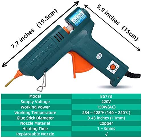 BOSWELL 150W Full Size Hot Glue Gun with 6 Copper Nozzles, Luxury Set