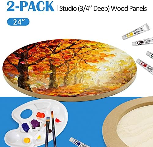 Falling in Art 2 Pack 24'' Unfinished Round Birch Wood Panels