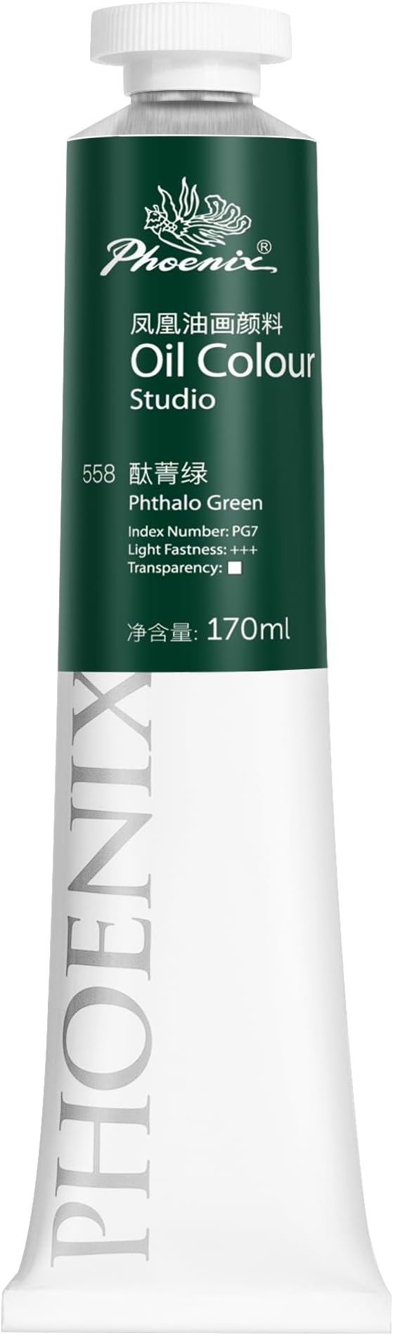 PHOENIX Phthalo Green Oil Paint - Studio Oil Paint Single Large Tube - 170ml / 5.75 Fl oz. Phthalo Green 558