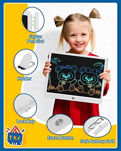 TEKFUN 15" LCD Writing Tablet Whiteboard Style, Large Reusable Writing Pad for Kids & Home, Electronic Note Board for Learning, Memo, and Daily Use, Screen-Free Drawing Tablet (White)