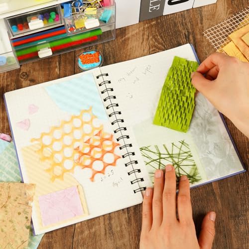 160 Sheets Textured Scrapbook Paper and Mesh Fabric Assorted Set