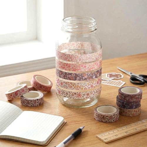 8 Rolls Washi Tape Set 10 mm Floral Washi Tape Set
