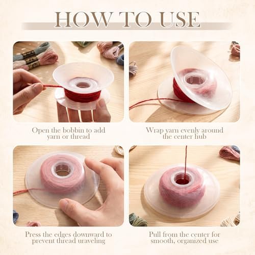 Klyyo Clyro 4 Pack 3.7'' Large No-Tangle Yarn Bobbins for Crochet Knitting
