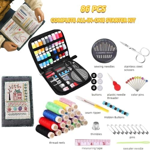 OYSMY Embroidery Stitch Book Kit,2026 New Embroidery Kit with 86 PCS Sewing Kit,Includes Illustrated Guide to 106 Universal Embroidery Stitches for Beginners and Craft Lovers(2 Set)