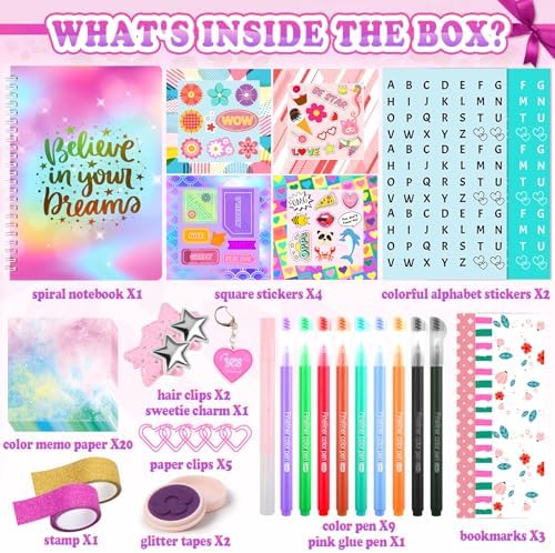 Nsrzua DIY Journal Kit for Girls,Toys for Ages 8-14 and Birthday Gifts for Girls.