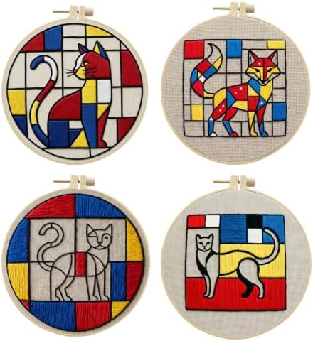 Embroidery Kit for Beginners & Adults with Animal Pattern