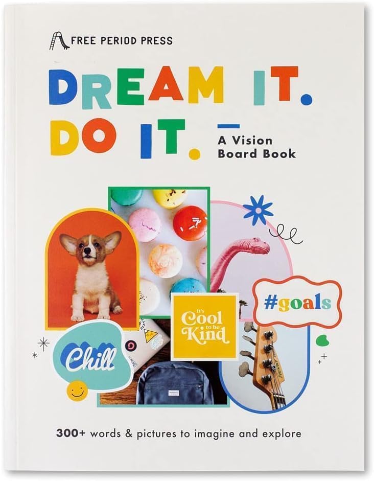 Free Period Press Vision Board Book, 700+ Words & Images in All Categories, for Visualizing Your Life Goals & Dreams, Playful, Stylish Pictures for Collage Making & Scrapbooking (Kid/Teen)