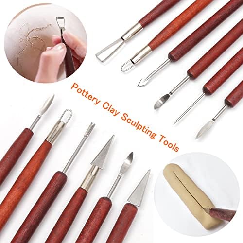 Artzuvs Clay Sculpting Tools 28pcs Polymer Pottery Modeling Tools Set for Ceramic Club Crafts,Carving,Sculpture,Shaping, Hobbyists,Artists,Expert
