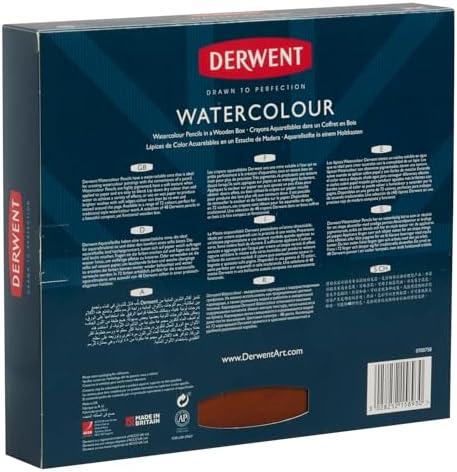 Derwent Colored Pencils, WaterColour, Water Color Pencils, Drawing, Art, Wooden Box, 48 Count (0700758)