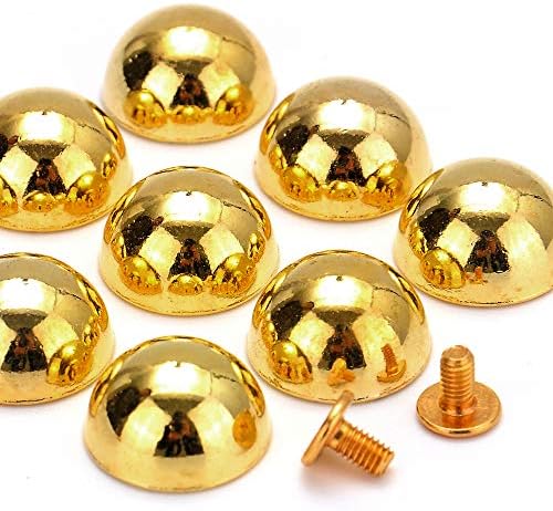 YORANYO 20 Sets 15X8MM Dome Spikes and Studs 19/32" Handbag Feet Gold Color Round Spikes Screw Back Studs and Spikes for Clothing Shoes Leather Craft Belts Bags Accessories with Installation Tool