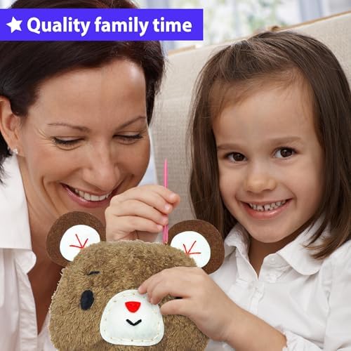 KRAFUN Teddy Bear Sewing Kit for Kids Ages 8-12 - No Scissors