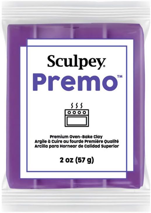 Sculpey Premo™ Polymer Oven-Bake Clay, Purple, Non Toxic, 2 oz. bar, Great for Jewelry Making, Holiday, DIY, Mixed Media and Home décor Projects. Premium Clay Perfect for clayers and Artists.