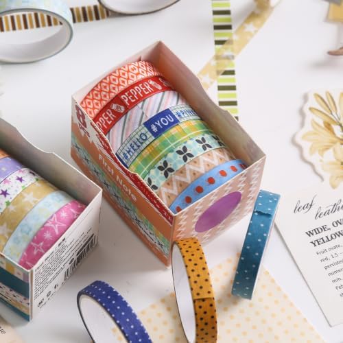 YUBBAEX 8 Rolls Basic Washi Tape Set Cute Pattern Masking Decorative Tapes for Arts, DIY Crafts, Journals, Planners, Scrapbooking, Wrapping (Travel Label)