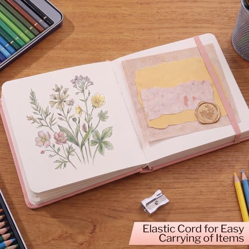 5" × 5" Pocket Sketchbook, 80 Sheets, 160gsm Small Sketch Book, Pink