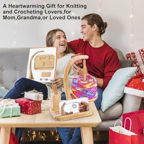 FOGWOWO Yarn Holder for Crocheting,Crochet Gifts,with Storage & Phone Stand