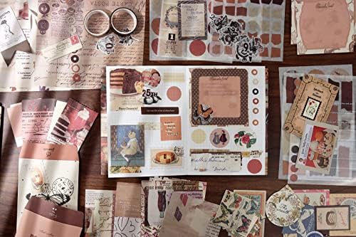 Draupnir Vintage Scrapbook Kit(346pcs), Bullet Junk Journal Kit with Journaling/Scrapbooking Supplies, Stationery, A6 Grid Notebook with Graph Ruled Pages, DIY Gift for Teen Girl Kid Women - Vintage
