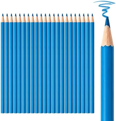 24 PCS Blue Colored Pencils, Pre-sharpened Professional Wooden Art Pencils Set for Artists Painting | Premium Drawing Sketching Supplies