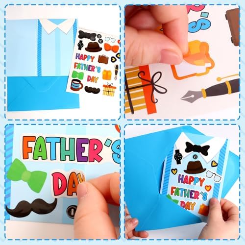 ceiba tree Father's Day Card Making Kits for Kids Happy Father's Day DIY Crafts Cards with Envelopes and Stickers 18Pcs Make Your Own Handmade Crafts Cards for Classroom School Activities