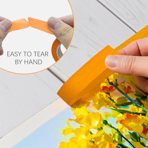 UMETDO 8PCS Colored Masking Tape - Orange Painters Tape, Tape for Kids Art Supplies, Great for Crafts, Labeling, DIY Decorative, 1/2 Inch Colored Tape Rolls- Tiny Size