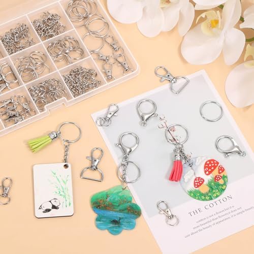 PAXCOO 300PCS Keychain Making Kit, Keychain Craft Supplies Including Key Chain Clips, Lanyard Snap Hooks, Key Rings and Jump Rings for Key Chain Making, Purse Making, Lanyard Making