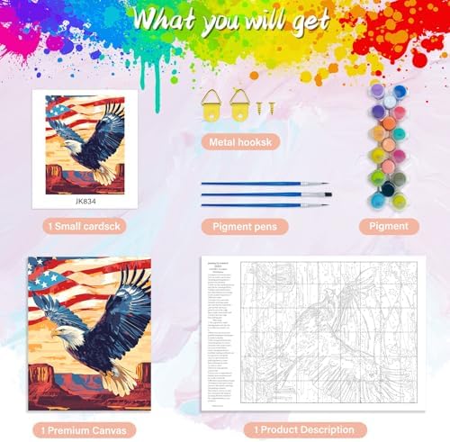 Yunnuo Paint by Numbers Kit for Adults 16x20 in,Bald Eagle in National Park