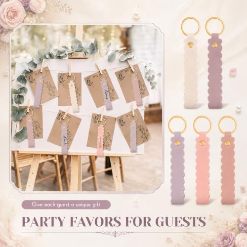 Scalloped PU Leather Keychain Blanks Laser Engraving